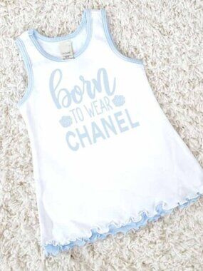 Baby Girl Dress Born To Wear Chanel NEW Light Blue